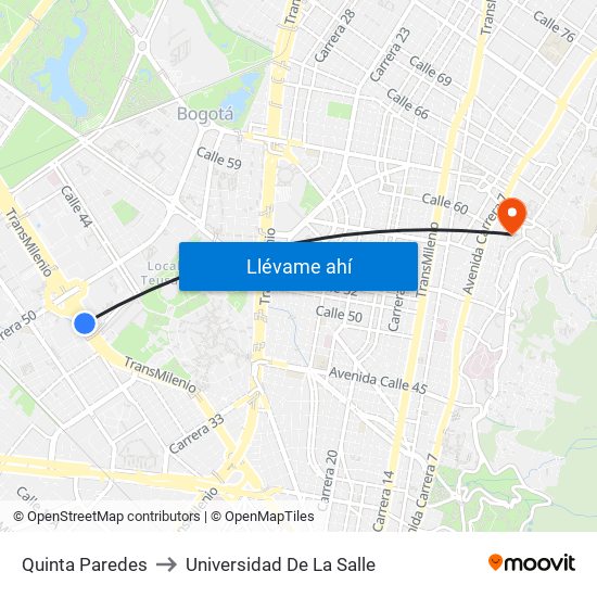 Quinta Paredes to Universidad De La Salle map