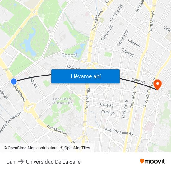 Can to Universidad De La Salle map