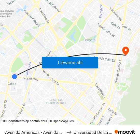 Avenida Américas - Avenida Boyacá to Universidad De La Salle map