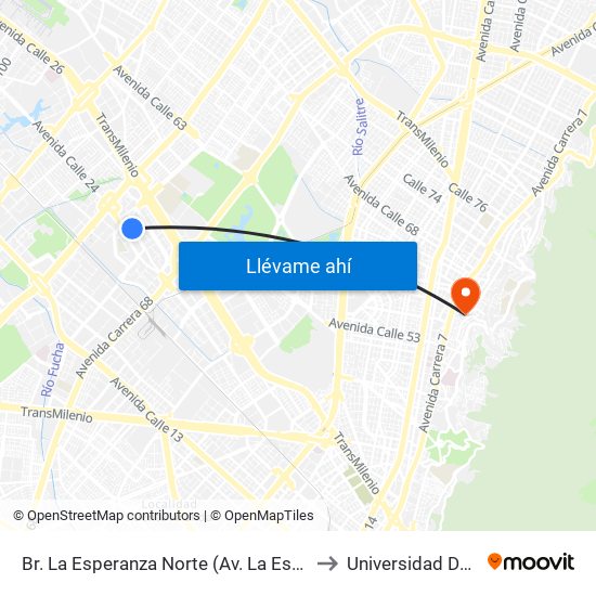 Br. La Esperanza Norte (Av. La Esperanza - Kr 69d) to Universidad De La Salle map