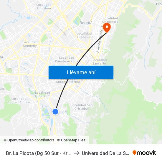 Br. La Picota (Dg 50 Sur - Kr 5p) to Universidad De La Salle map