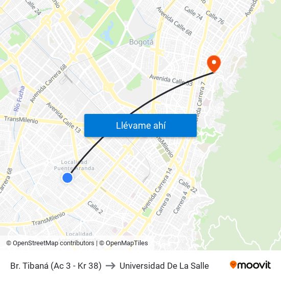 Br. Tibaná (Ac 3 - Kr 38) to Universidad De La Salle map