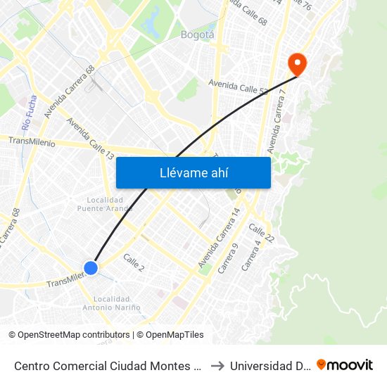 Centro Comercial Ciudad Montes (Auto Sur - Cl 11 Sur) to Universidad De La Salle map