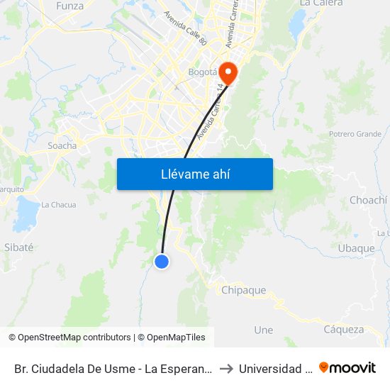Br. Ciudadela De Usme - La Esperanza I Etapa (Cl 136 - Kr 14b) to Universidad De La Salle map