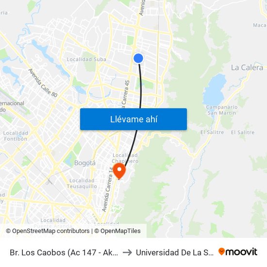 Br. Los Caobos (Ac 147 - Ak 19) to Universidad De La Salle map