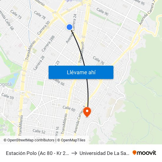 Estación Polo (Ac 80 - Kr 27) to Universidad De La Salle map