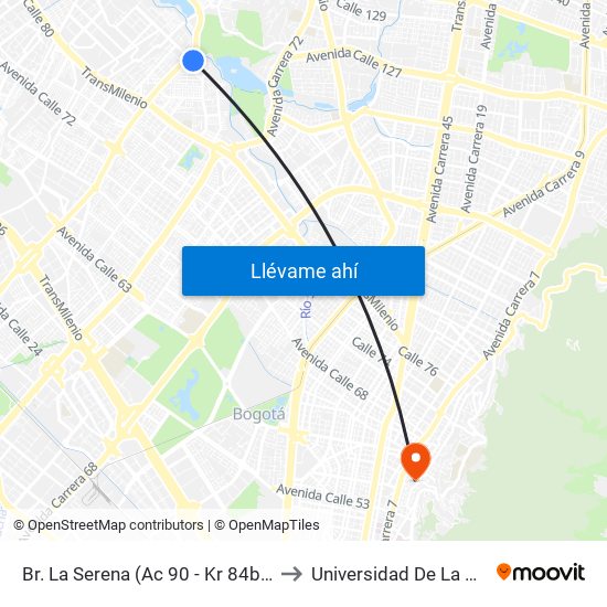 Br. La Serena (Ac 90 - Kr 84b) (A) to Universidad De La Salle map