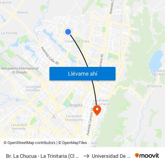 Br. La Chucua - La Trinitaria (Cl 139 - Kr 99) to Universidad De La Salle map