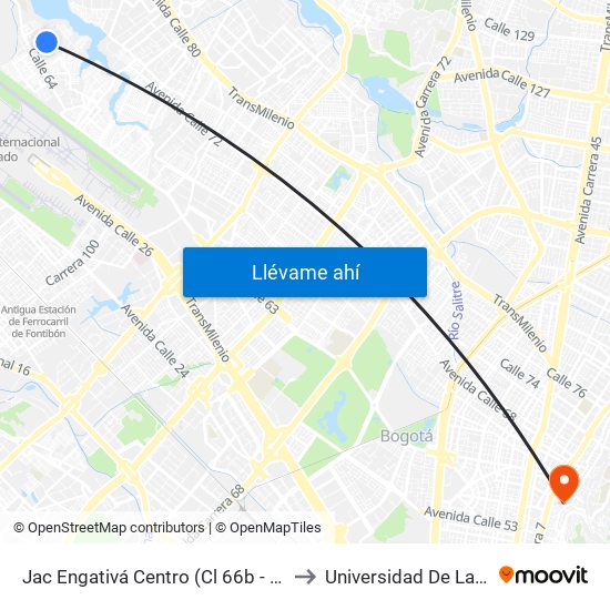 Jac Engativá Centro (Cl 66b - Kr 121) to Universidad De La Salle map