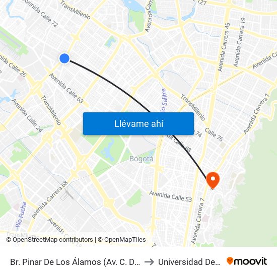 Br. Pinar De Los Álamos (Av. C. De Cali - Cl 65c) to Universidad De La Salle map