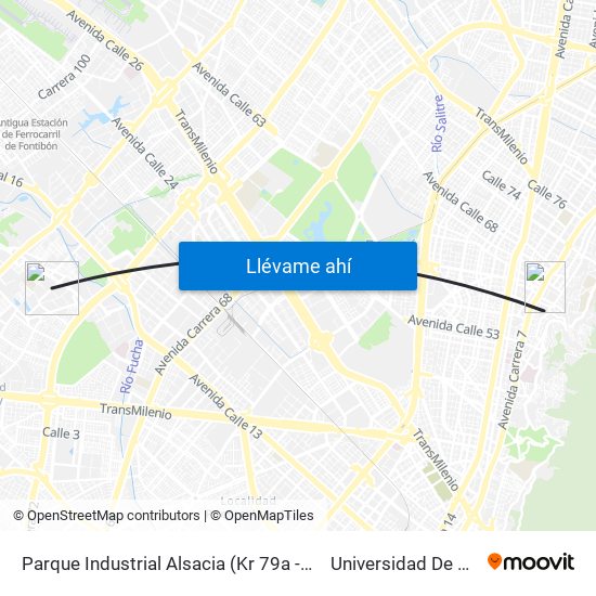 Parque Industrial Alsacia (Kr 79a - Cl 11b Bis) to Universidad De La Salle map