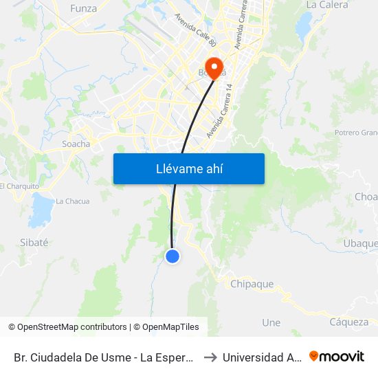 Br. Ciudadela De Usme - La Esperanza I Etapa (Cl 136 - Kr 14b) to Universidad Antonio Nariño map