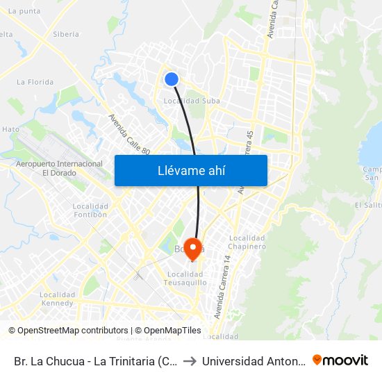 Br. La Chucua - La Trinitaria (Cl 139 - Kr 99) to Universidad Antonio Nariño map