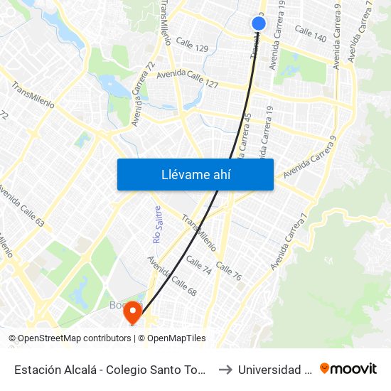 Estación Alcalá - Colegio Santo Tomás Dominicos (Auto Norte - Cl 136) to Universidad Antonio Nariño map