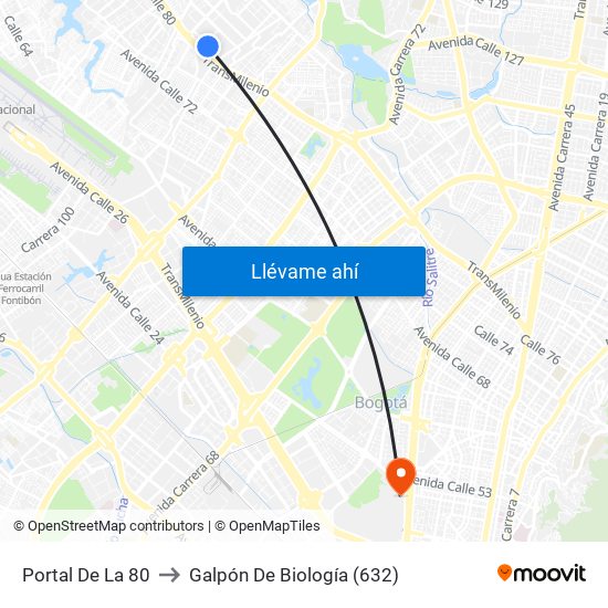 Portal De La 80 to Galpón De Biología (632) map