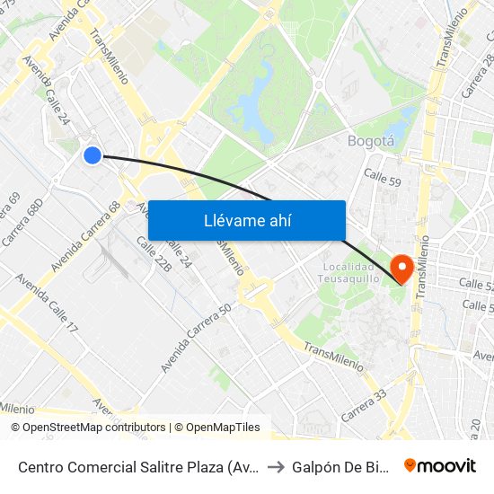 Centro Comercial Salitre Plaza (Av. La Esperanza - Kr 68b) to Galpón De Biología (632) map