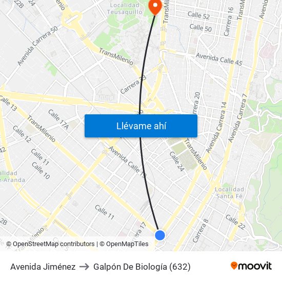 Avenida Jiménez to Galpón De Biología (632) map