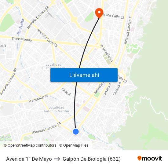 Avenida 1° De Mayo to Galpón De Biología (632) map