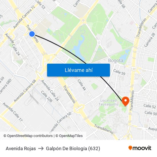 Avenida Rojas to Galpón De Biología (632) map