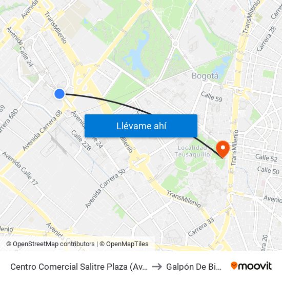 Centro Comercial Salitre Plaza (Av. La Esperanza - Kr 68a) to Galpón De Biología (632) map