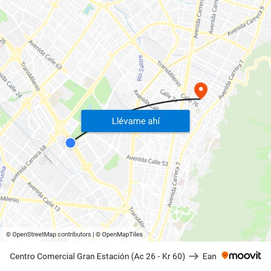 Centro Comercial Gran Estación (Ac 26 - Kr 60) to Ean map