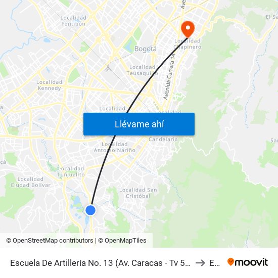 Escuela De Artillería No. 13 (Av. Caracas - Tv 5d) to Ean map