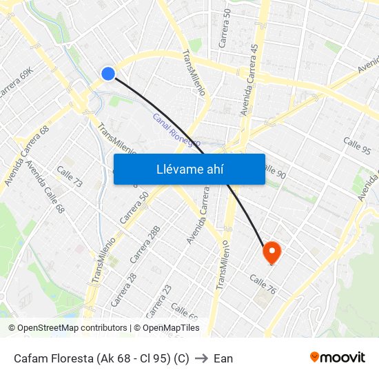 Cafam Floresta (Ak 68 - Cl 95) (C) to Ean map