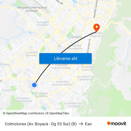 Colmotores (Av. Boyacá - Dg 53 Sur) (B) to Ean map