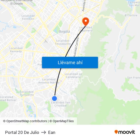 Portal 20 De Julio to Ean map