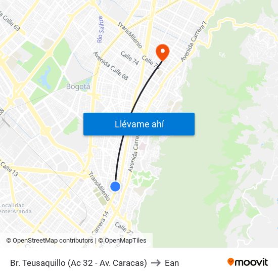 Br. Teusaquillo (Ac 32 - Av. Caracas) to Ean map