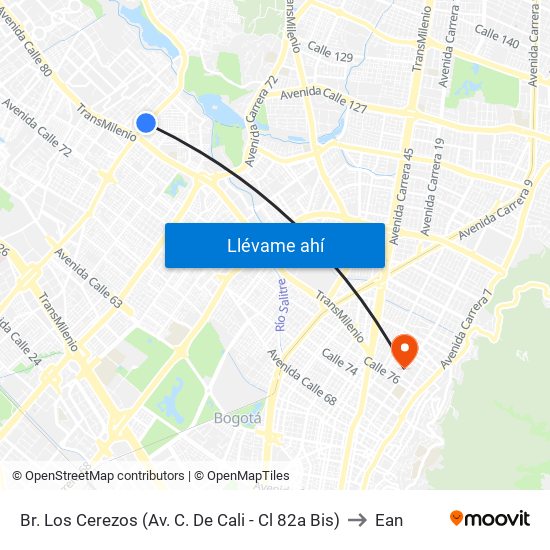Br. Los Cerezos (Av. C. De Cali - Cl 82a Bis) to Ean map