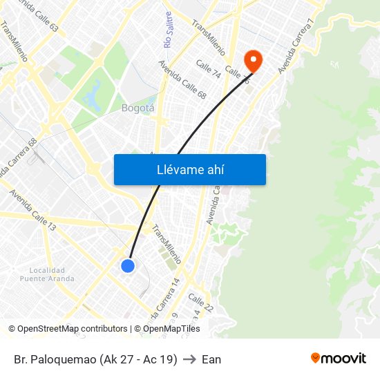 Br. Paloquemao (Ak 27 - Ac 19) to Ean map