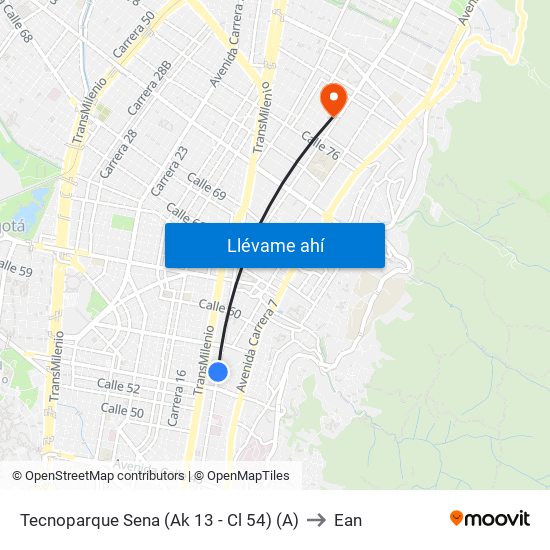 Tecnoparque Sena (Ak 13 - Cl 54) (A) to Ean map