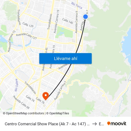 Centro Comercial Show Place (Ak 7 - Ac 147) (A) to Ean map