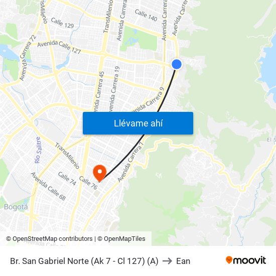 Br. San Gabriel Norte (Ak 7 - Cl 127) (A) to Ean map