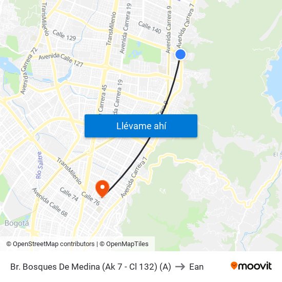 Br. Bosques De Medina (Ak 7 - Cl 132) (A) to Ean map