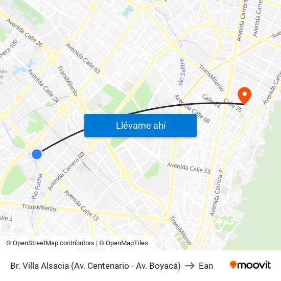 Br. Villa Alsacia (Av. Centenario - Av. Boyacá) to Ean map