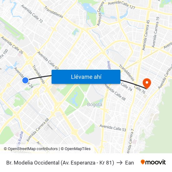 Br. Modelia Occidental (Av. Esperanza - Kr 81) to Ean map