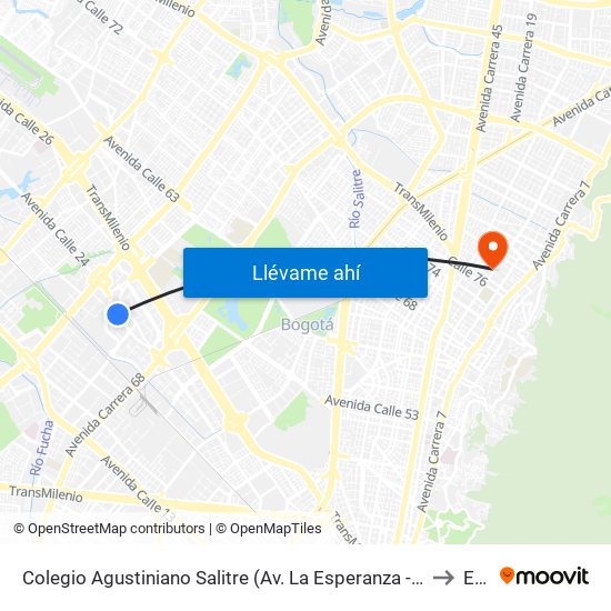 Colegio Agustiniano Salitre (Av. La Esperanza - Kr 69b) to Ean map