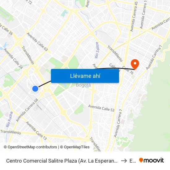 Centro Comercial Salitre Plaza (Av. La Esperanza - Kr 68b) to Ean map