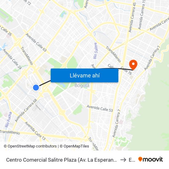 Centro Comercial Salitre Plaza (Av. La Esperanza - Kr 68b) to Ean map