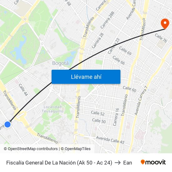 Fiscalía General De La Nación (Ak 50 - Ac 24) to Ean map