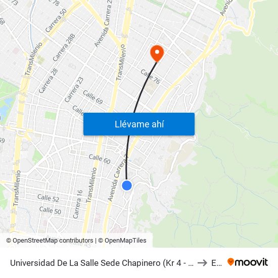 Universidad De La Salle Sede Chapinero (Kr 4 - Cl 58 Bis) to Ean map
