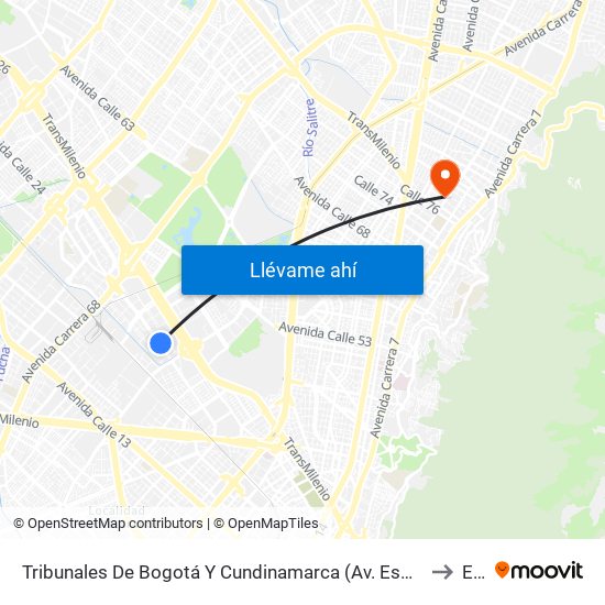 Tribunales De Bogotá Y Cundinamarca (Av. Esperanza - Kr 53) to Ean map