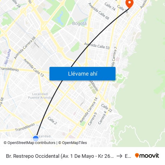 Br. Restrepo Occidental (Av. 1 De Mayo - Kr 26) (A) to Ean map