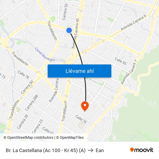 Br. La Castellana (Ac 100 - Kr 45) (A) to Ean map