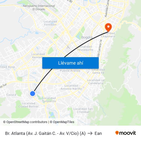 Br. Atlanta (Av. J. Gaitán C. - Av. V/Cio) (A) to Ean map