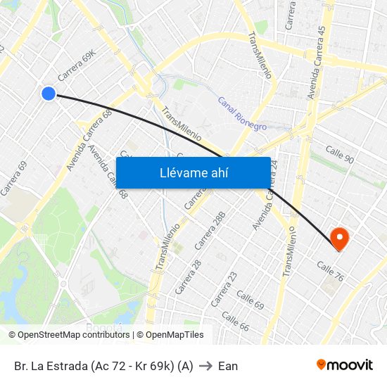 Br. La Estrada (Ac 72 - Kr 69k) (A) to Ean map
