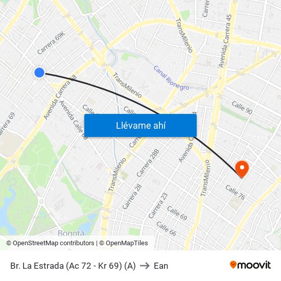 Br. La Estrada (Ac 72 - Kr 69) (A) to Ean map