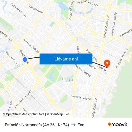 Estación Normandía (Ac 26 - Kr 74) to Ean map